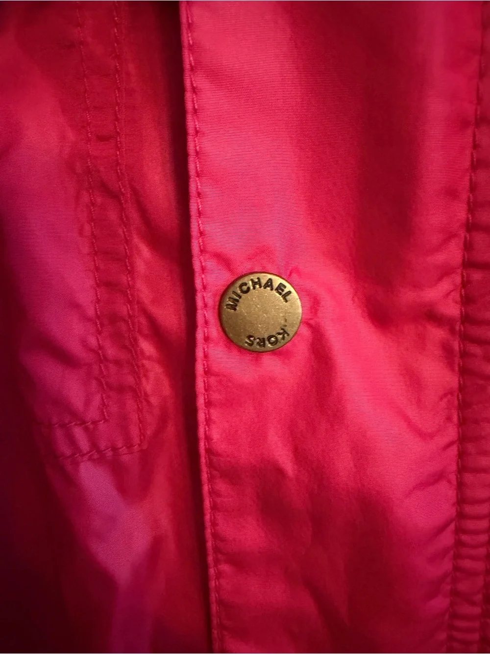 MICHAEL Michael Kors Hot Pink Hooded Lightweight Rain Anorak Jacket Coat Med